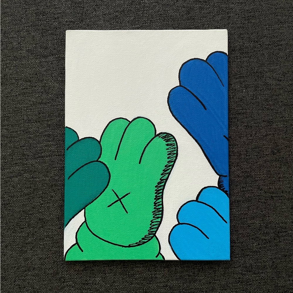 KAWS Blue and Green Acrylic Painting